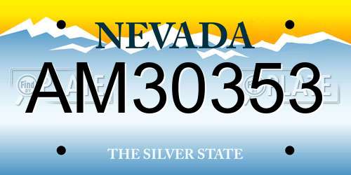 AM30353 Nevada License Plate
