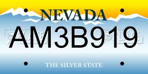 AM3B919 Nevada License Plate