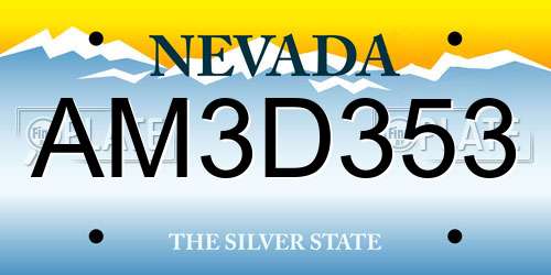 AM3D353 Nevada License Plate