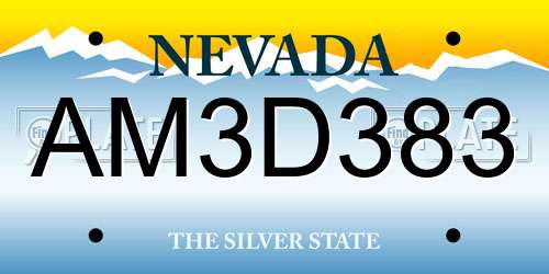 AM3D383 Nevada License Plate