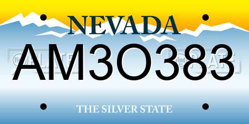 AM3O383 Nevada License Plate