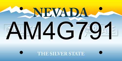 AM4G791 Nevada License Plate