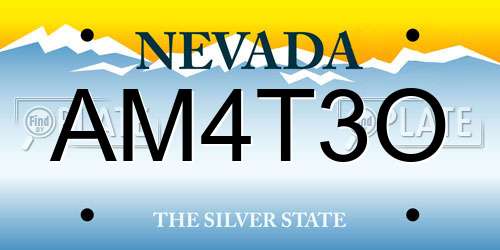 AM4T3O Nevada License Plate