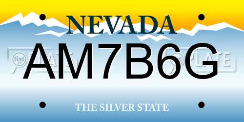 AM7B6G Nevada License Plate