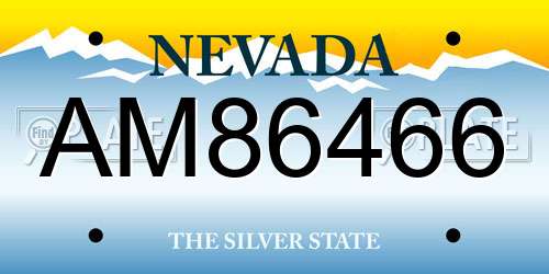 AM86466 Nevada License Plate