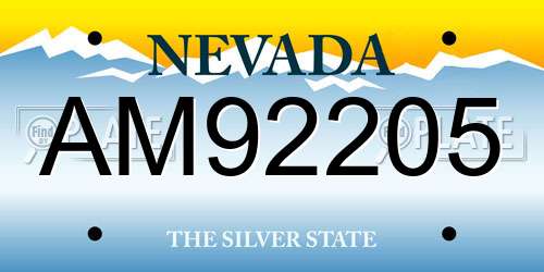 AM92205 Nevada License Plate