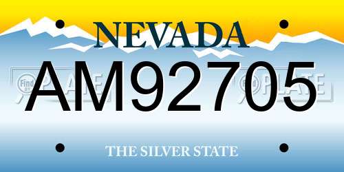 AM92705 Nevada License Plate