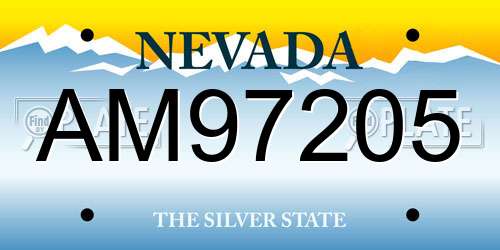 AM97205 Nevada License Plate
