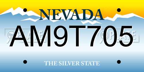 AM9T705 Nevada License Plate