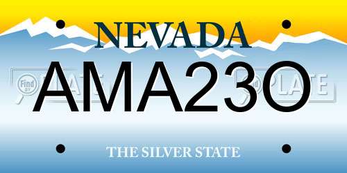 AMA23O Nevada License Plate