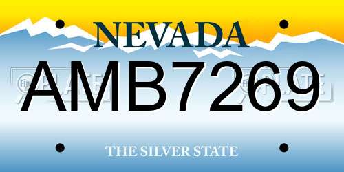 AMB7269 Nevada License Plate