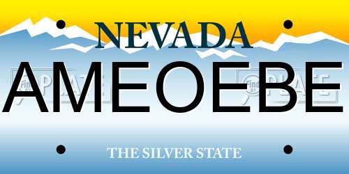 AMEOEBE Nevada License Plate