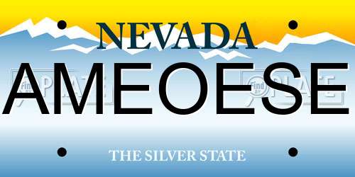 AMEOESE Nevada License Plate