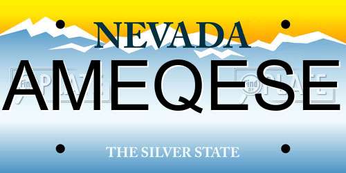 AMEQESE Nevada License Plate