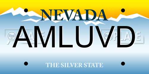 AMLUVD Nevada License Plate