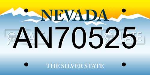 AN70525 Nevada License Plate