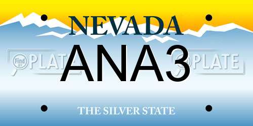 ANA3 Nevada License Plate