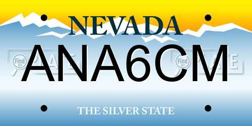 ANA6CM Nevada License Plate