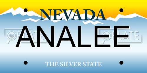 ANALEE Nevada License Plate
