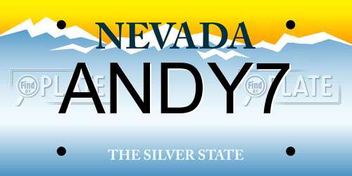 ANDY7 Nevada License Plate