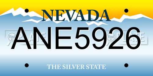 ANE5926 Nevada License Plate