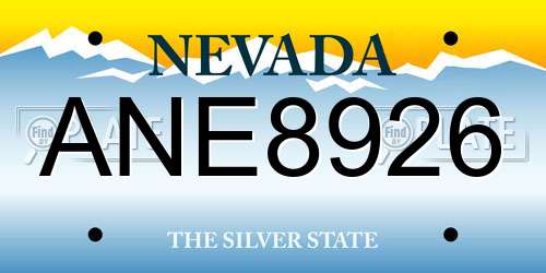 ANE8926 Nevada License Plate