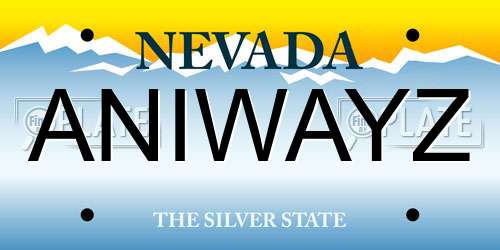 ANIWAYZ Nevada License Plate