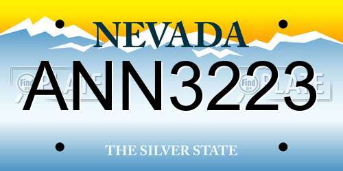 ANN3223 Nevada License Plate