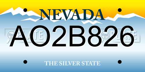 AO2B826 Nevada License Plate