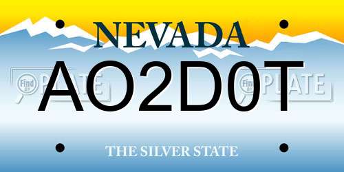 AO2D0T Nevada License Plate