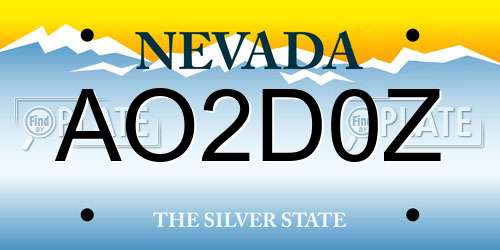 AO2D0Z Nevada License Plate