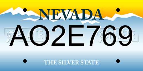 AO2E769 Nevada License Plate