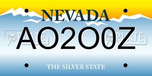 AO2O0Z Nevada License Plate