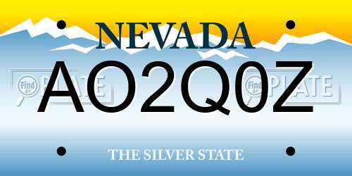 AO2Q0Z Nevada License Plate