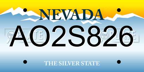 AO2S826 Nevada License Plate