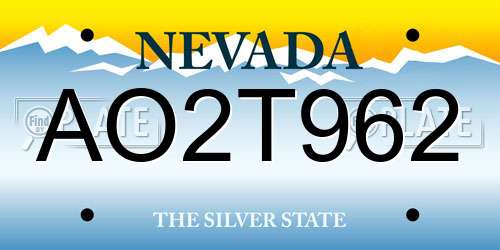AO2T962 Nevada License Plate