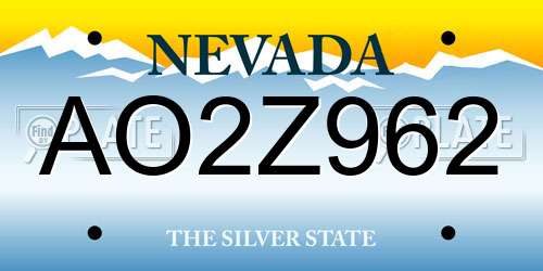 AO2Z962 Nevada License Plate