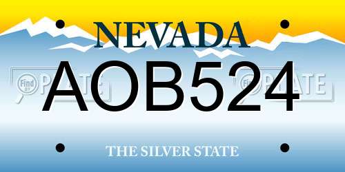 AOB524 Nevada License Plate