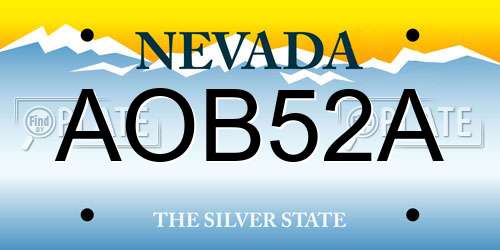 AOB52A Nevada License Plate