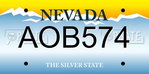 AOB574 Nevada License Plate