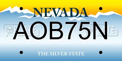 AOB75N Nevada License Plate