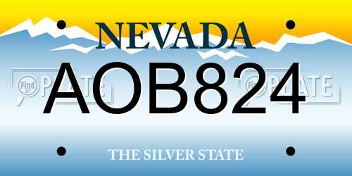 AOB824 Nevada License Plate