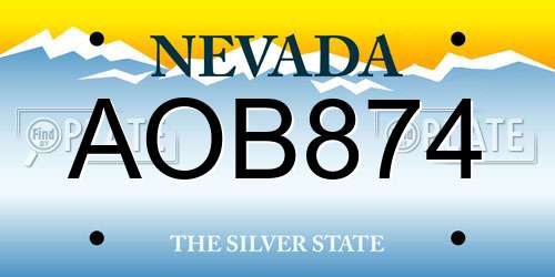 AOB874 Nevada License Plate