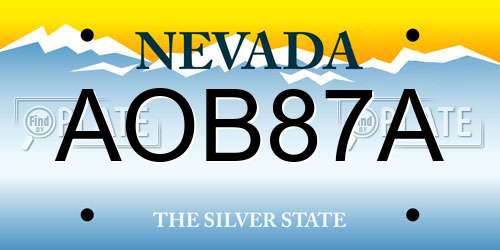 AOB87A Nevada License Plate