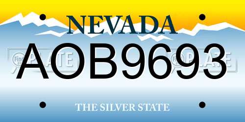 AOB9693 Nevada License Plate