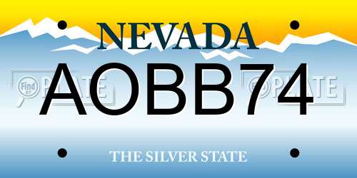 AOBB74 Nevada License Plate