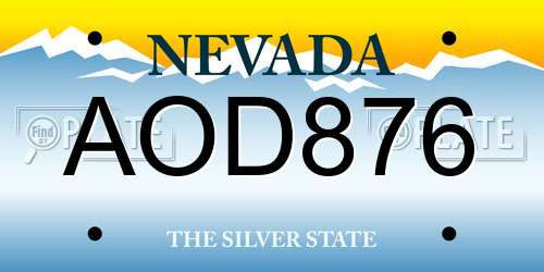 AOD876 Nevada License Plate