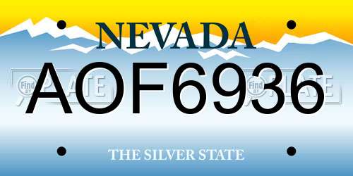 AOF6936 Nevada License Plate