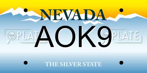 AOK9 Nevada License Plate