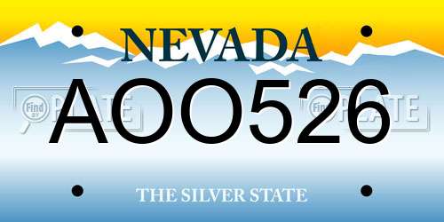 AOO526 Nevada License Plate